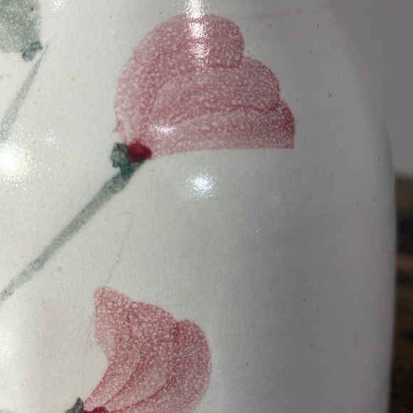Pottery vessel with pouring spout.  Whimsical floral pattern. - Picture 11 of 14